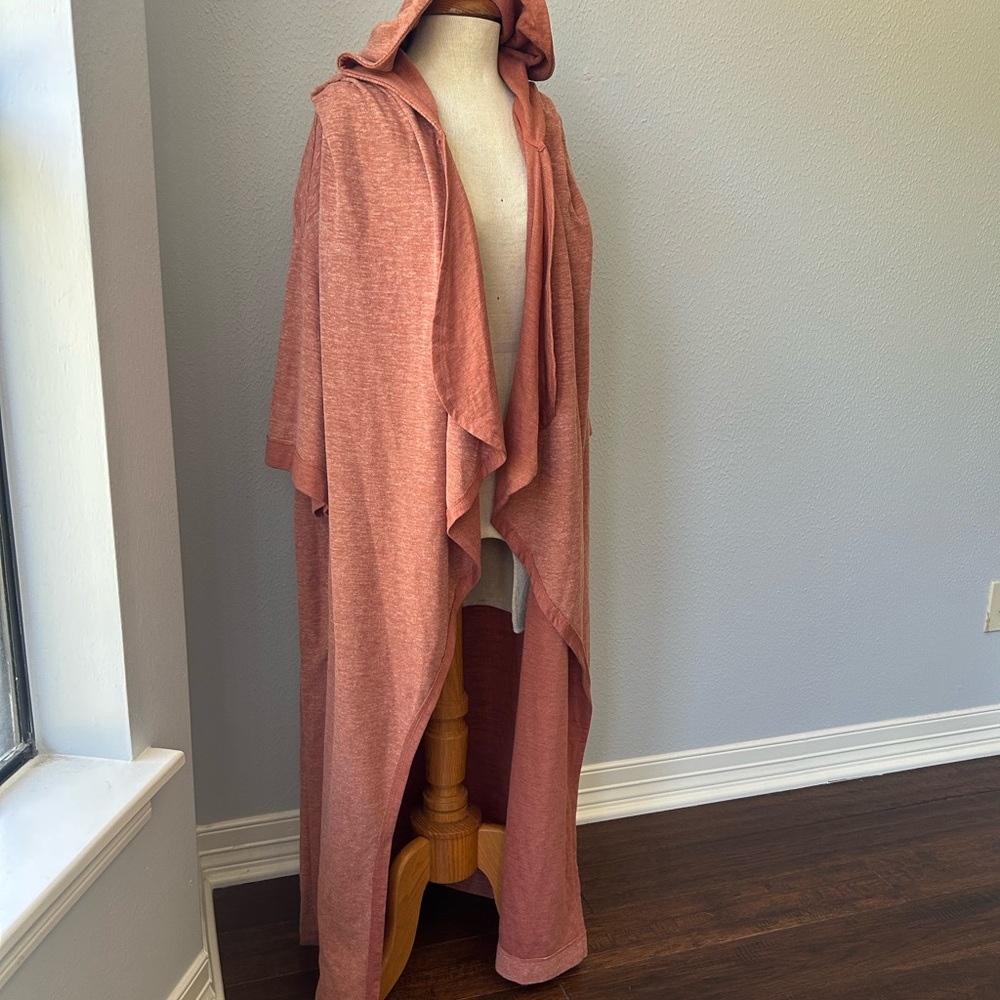 Free People Hooded Pink Open Front Cardigan